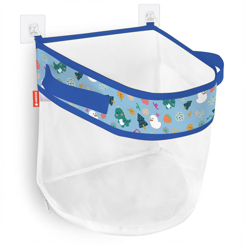 UNEEDE Dino Print Bath Storage415 Gallons Bathtub Storage OrganizerBath Holder for Bathtub Organizer and StorageQuick Dry Bath OrganizerMesh Shower CaddyBlue Dinosaur Sutff - Image 2