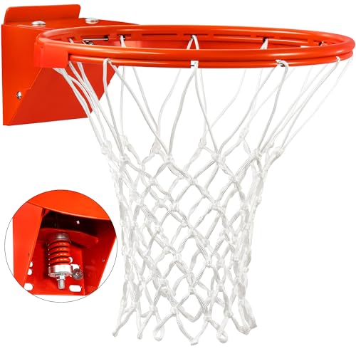 VosonBell Heavy Duty Basketball Rim Replacement Single-Spring, Universal 18 Inch Breakaway Basketball Rim and Net for Indoor Outdoor Basketball Hoops Goal - Image 1