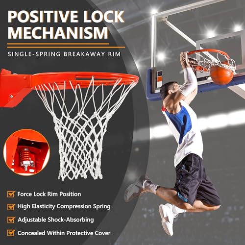 VosonBell Heavy Duty Basketball Rim Replacement Single-Spring, Universal 18 Inch Breakaway Basketball Rim and Net for Indoor Outdoor Basketball Hoops Goal - Image 2
