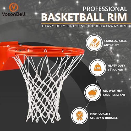VosonBell Heavy Duty Basketball Rim Replacement Single-Spring, Universal 18 Inch Breakaway Basketball Rim and Net for Indoor Outdoor Basketball Hoops Goal - Image 4