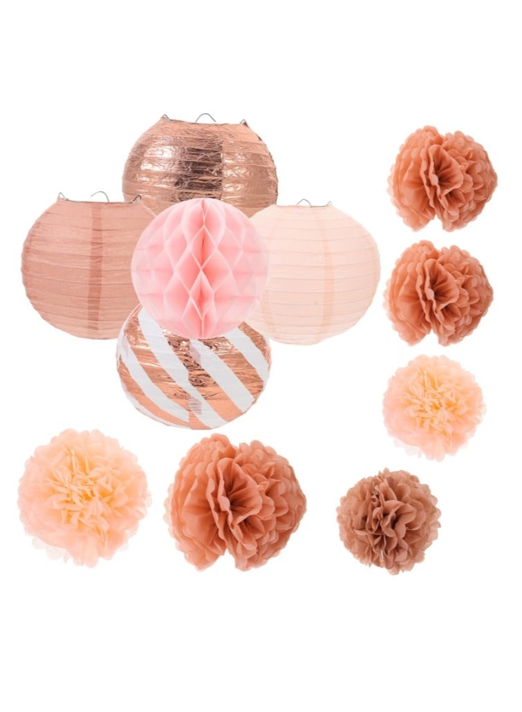 OASIS-TH 11 PCS Lantern Honeycomb Ball Wedding Decorations Wedding Party Adornment Paper Honeycomb Ball Paper Decorations Hanging Paper Flower Ball Party Supply Ceiling Round - Image 1