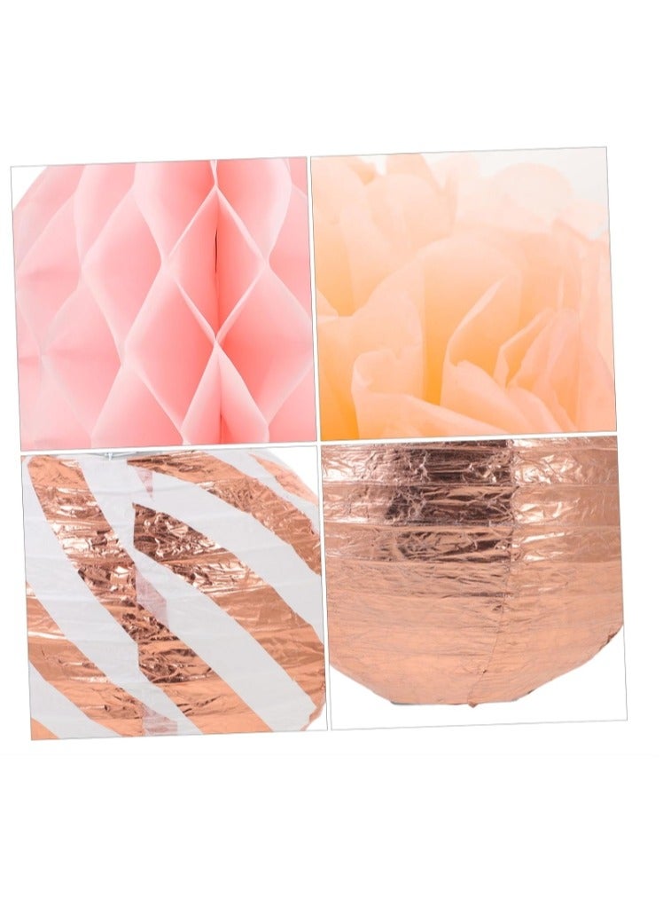 OASIS-TH 11 PCS Lantern Honeycomb Ball Wedding Decorations Wedding Party Adornment Paper Honeycomb Ball Paper Decorations Hanging Paper Flower Ball Party Supply Ceiling Round - Image 3