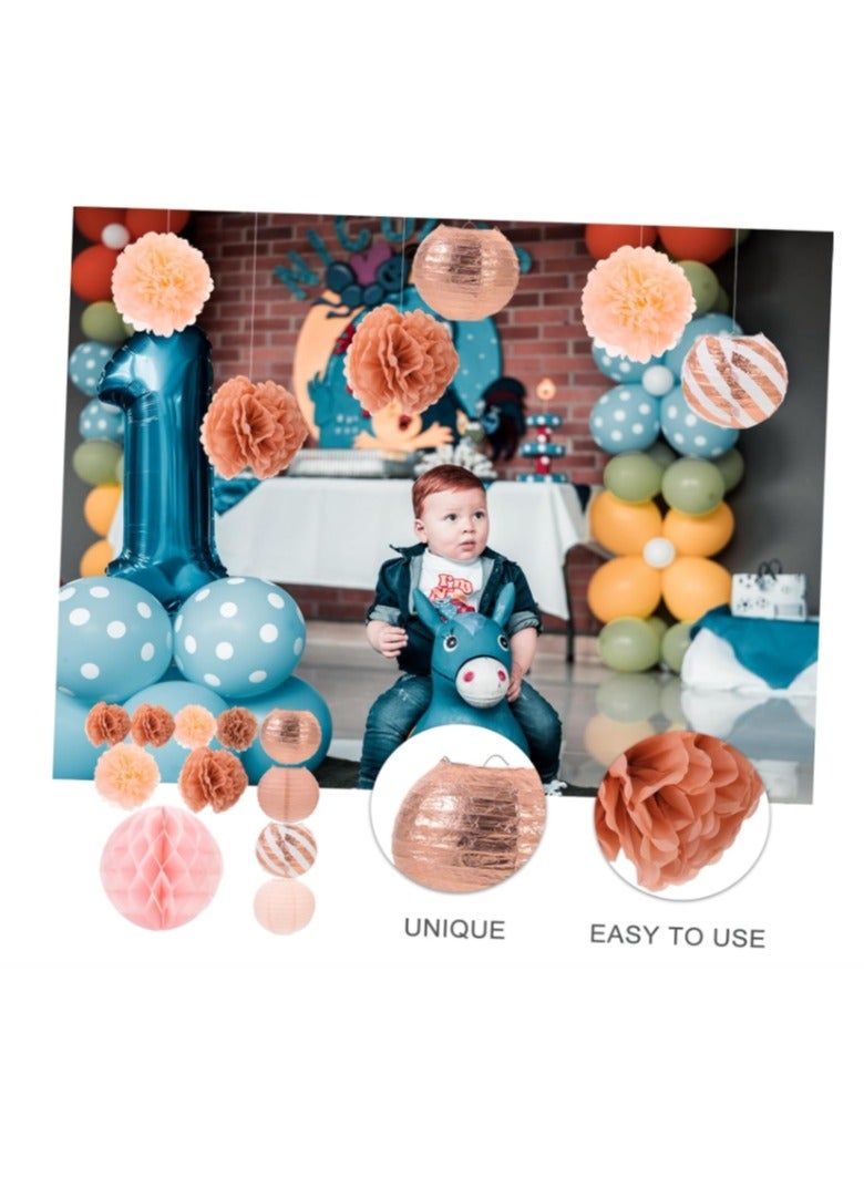 OASIS-TH 11 PCS Lantern Honeycomb Ball Wedding Decorations Wedding Party Adornment Paper Honeycomb Ball Paper Decorations Hanging Paper Flower Ball Party Supply Ceiling Round - Image 4