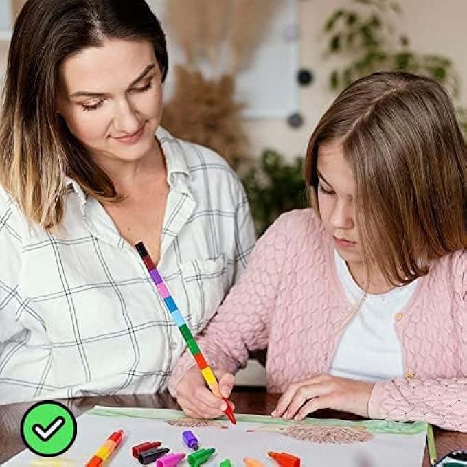 12-COLOR STACKING CRAYONS, CREATIVE BUILDING BLOCK CRAYONS FOR KIDS, DETACHABLE RAINBOW DRAWING PENS, FUN ART SUPPLIES AND GIFTS FOR KIDS (6-12 PIECES) - Image 4
