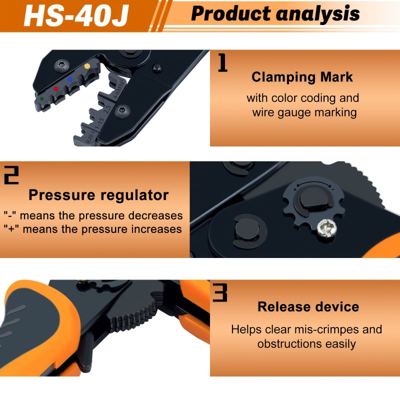 Heavy Duty Crimping Pliers YRHS 40J for Automotive Wire AWG 23 10 - Image 5
