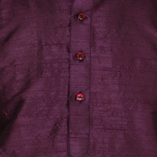 Royal Kurta Men's Silk Blend Solid Kurta Pyjama Purple - Image 3