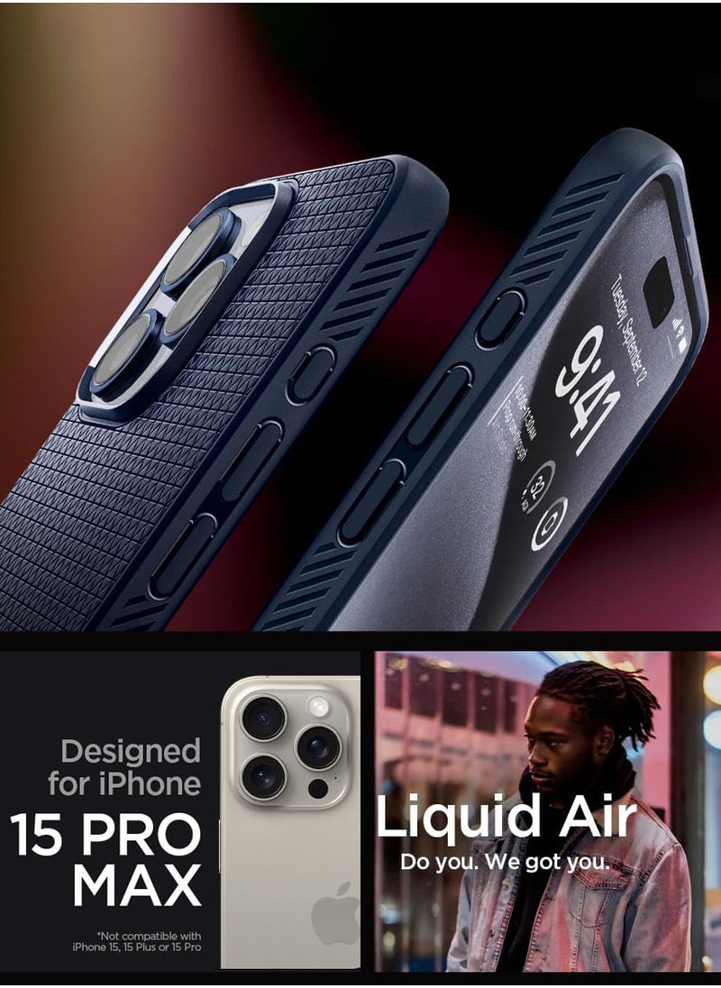 Spigen - Liquid Air for iPhone 15 Pro Max Case Cover - Navy Blue - Image 1