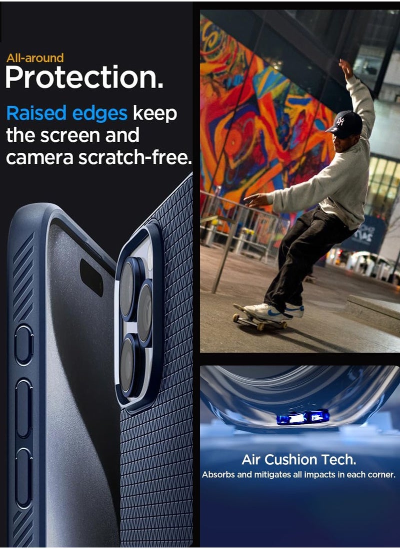 Spigen - Liquid Air for iPhone 15 Pro Max Case Cover - Navy Blue - Image 1
