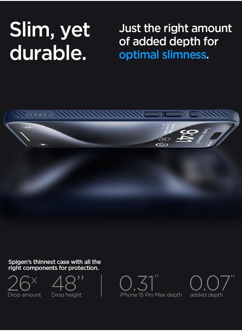 Spigen - Liquid Air for iPhone 15 Pro Max Case Cover - Navy Blue - Image 1