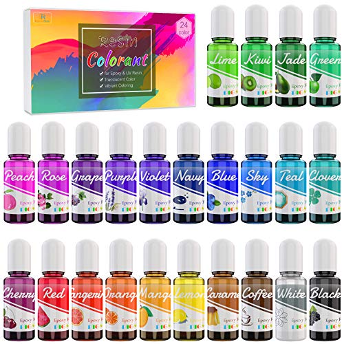 DecorRom Epoxy UV Resin Pigment  24 Color Liquid Dye for Art DIY Jewelry Making  Concentrated Colorant for Coloring Tumbler Paints Crafts  035oz Each