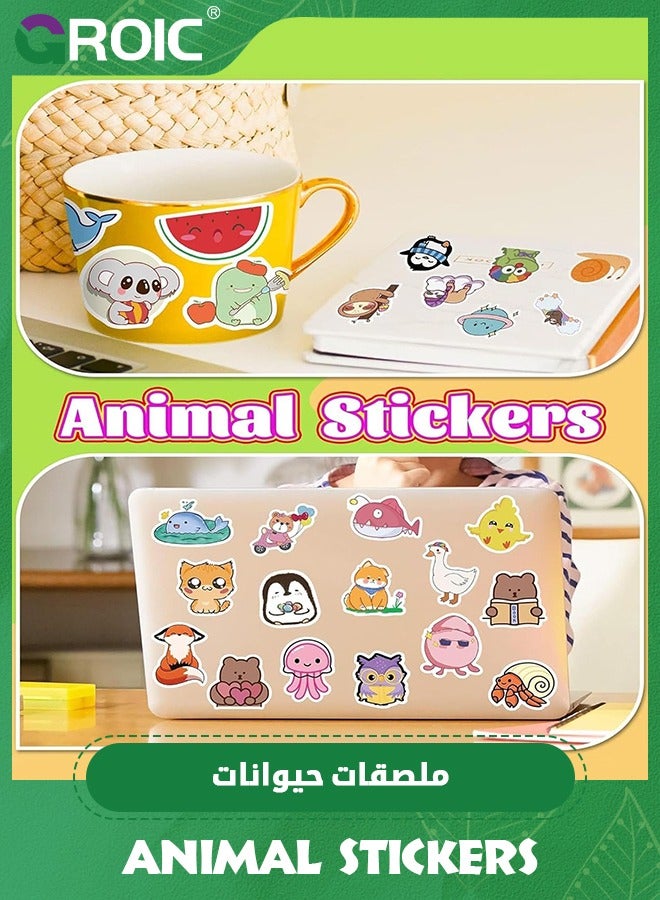GROIC 100 Pcs Kawaii Animals Stickers,Aesthetic Stickers,Waterproof Cute Stickers Scrapbook Water Bottle Laptop Skateboard Journal Bicycle DIY Decals - Image 4