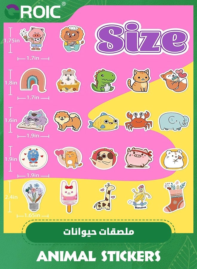 GROIC 100 Pcs Kawaii Animals Stickers,Aesthetic Stickers,Waterproof Cute Stickers Scrapbook Water Bottle Laptop Skateboard Journal Bicycle DIY Decals - Image 2