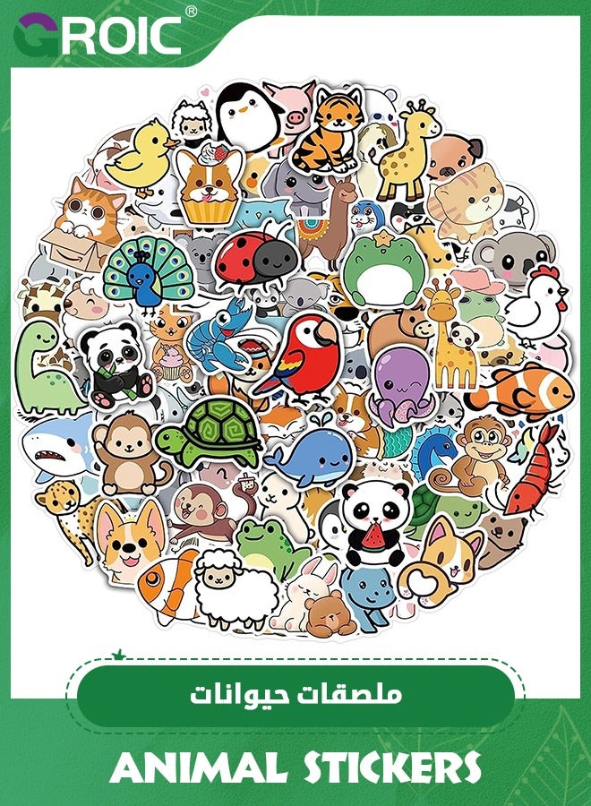 GROIC 100 Pcs Kawaii Animals Stickers,Aesthetic Stickers,Waterproof Cute Stickers Scrapbook Water Bottle Laptop Skateboard Journal Bicycle DIY Decals - Image 1