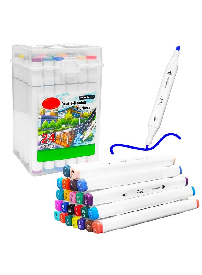 vGRASSP VGRASSP 24 Colors Dual Tip Sketch Pen (Marker) Cum Highlighter With Carrying Case For Kids And Adults - A Perfect Toy Set for Coloring, Drawing, Sketching, Card Making and Illustration  - Image 1
