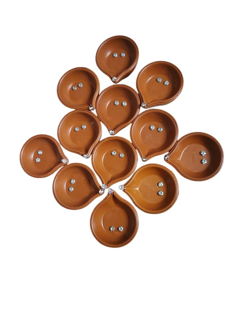 NISHIV Water Sensor Led Deepak Diya No Oil No Electricity EcoFriendly led Light Deepak Artificial Deepak with LED Light Battery Operated Traditional Flameless and Smokeless Water Sensor Diva12Pcs - Image 4