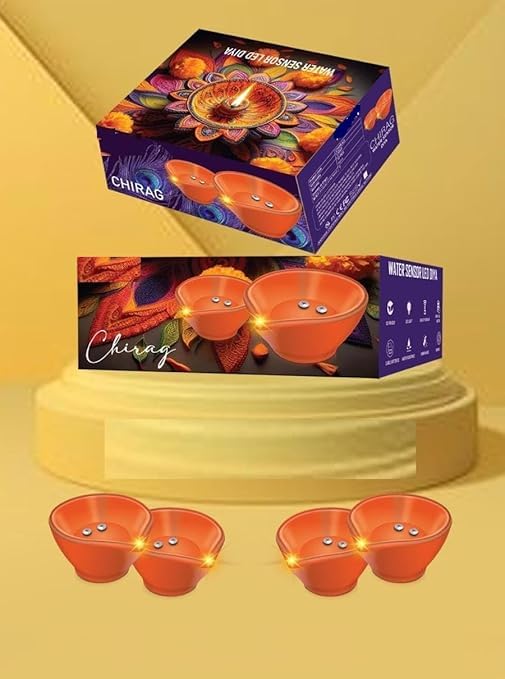 NISHIV Water Sensor Led Deepak Diya No Oil No Electricity EcoFriendly led Light Deepak Artificial Deepak with LED Light Battery Operated Traditional Flameless and Smokeless Water Sensor Diva12Pcs - Image 1