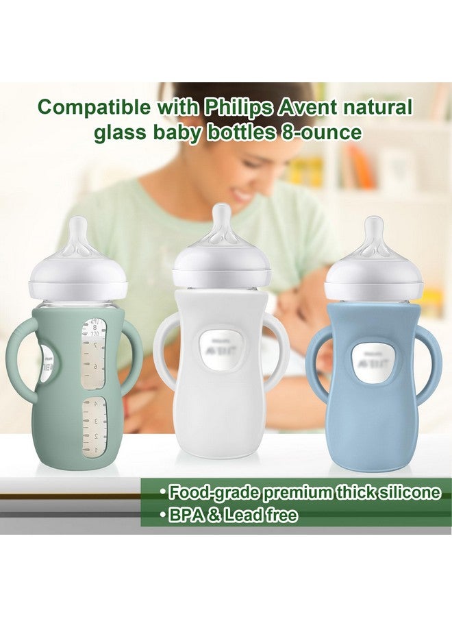 Juome Silicone Sleeves with Handles for Avent Natural Glass Baby Bottle - 3 Pack Anti Breakage Baby Bottles Holder, Compatible with Philips Avent Anti Colic Baby Bottles 8 oz - Image 4