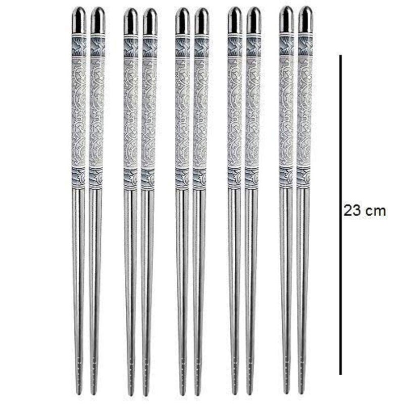 AIMERS Reusable Metal Stainless Steel Chopsticks Dishwasher Safe Lightweight Easy to Use Metal Chop Stick Utensils - Image 3