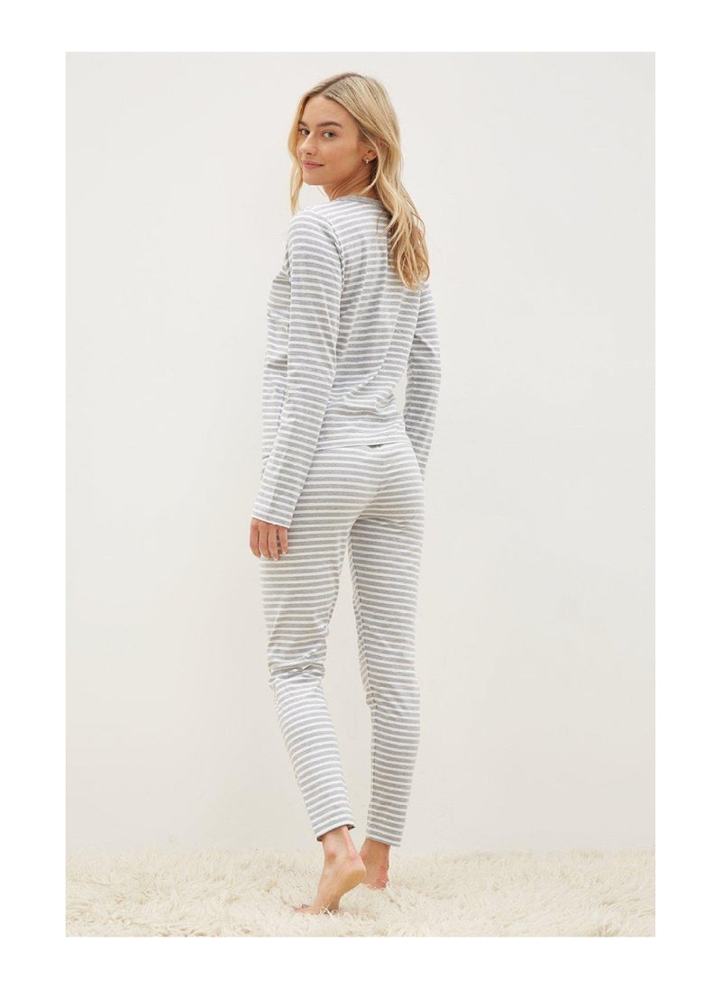 DOROTHY PERKINS - Grey White Grandad Top And Leggings Set - Image 1