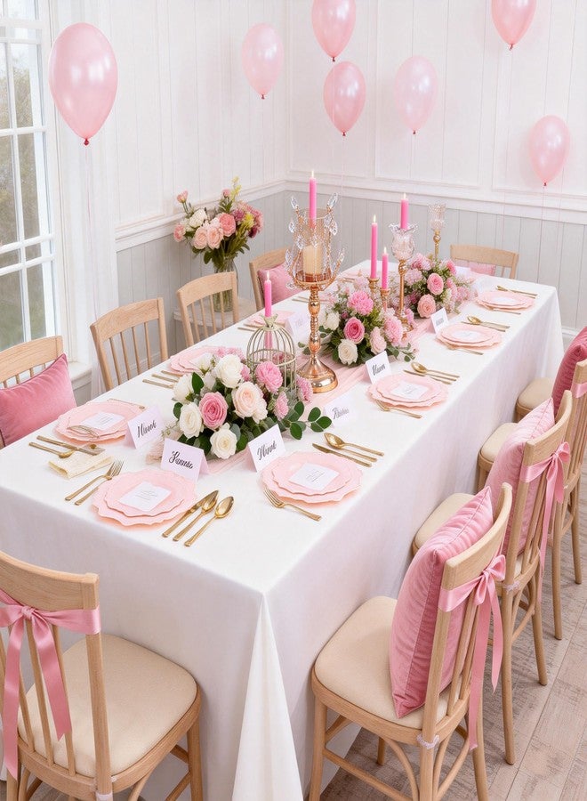 COLOSUS 60pcs Pink Plastic Dessert Plates - 8.25 Inch- Heavy Duty Disposable Plastic Appetizer/Salad/Cake Plates for Party Wedding and Everyday Use - Image 3