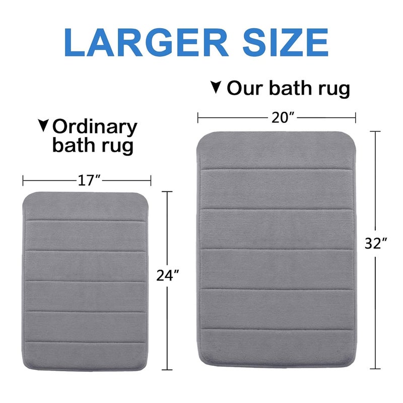 KD ZONE Memory Foam Bath Rectangular MatExtra Soft Non Slip Absorbent Bathroom Rugs Machine Washable Bath Mats for Bathroom Thick Bath Rug Carpet for Bathroom FloorTubShower20X32 InchesGrey - Image 2