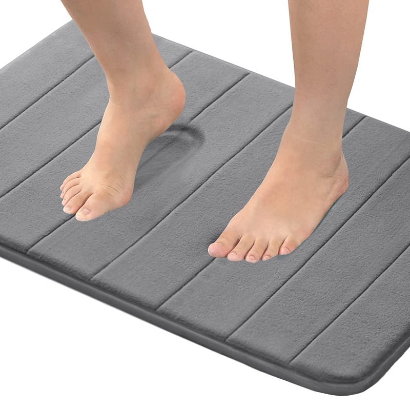 KD ZONE Memory Foam Bath Rectangular MatExtra Soft Non Slip Absorbent Bathroom Rugs Machine Washable Bath Mats for Bathroom Thick Bath Rug Carpet for Bathroom FloorTubShower20X32 InchesGrey - Image 1