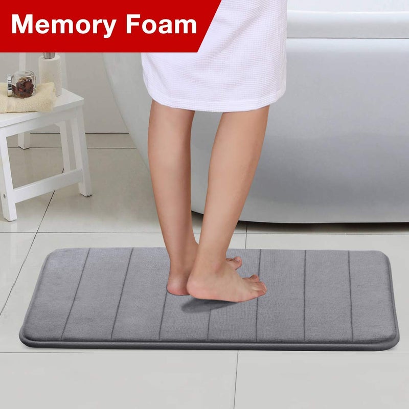 KD ZONE Memory Foam Bath Rectangular MatExtra Soft Non Slip Absorbent Bathroom Rugs Machine Washable Bath Mats for Bathroom Thick Bath Rug Carpet for Bathroom FloorTubShower20X32 InchesGrey - Image 5