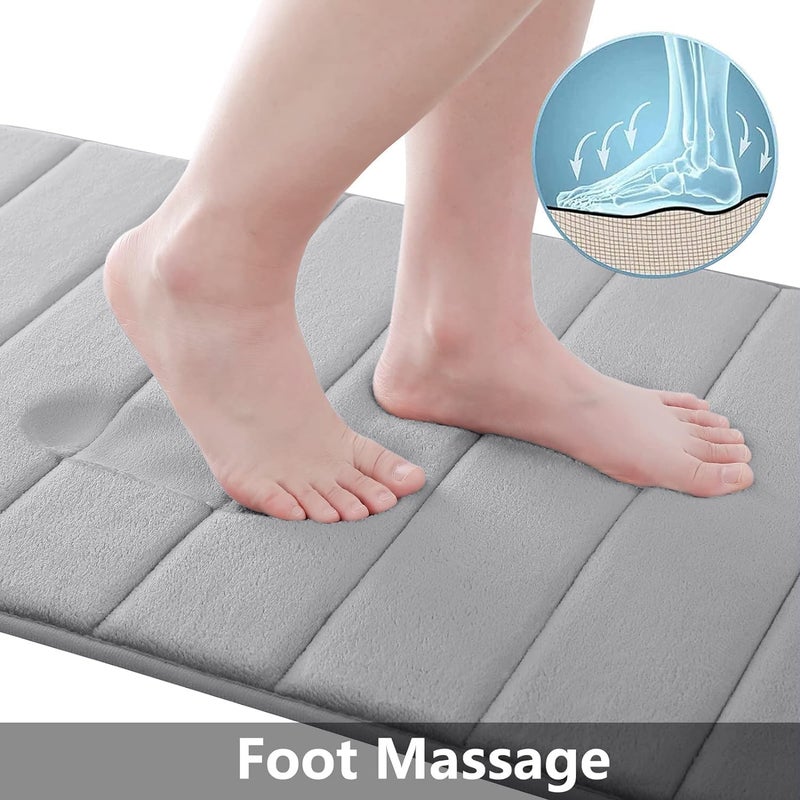 KD ZONE Memory Foam Bath Rectangular MatExtra Soft Non Slip Absorbent Bathroom Rugs Machine Washable Bath Mats for Bathroom Thick Bath Rug Carpet for Bathroom FloorTubShower20X32 InchesGrey - Image 3