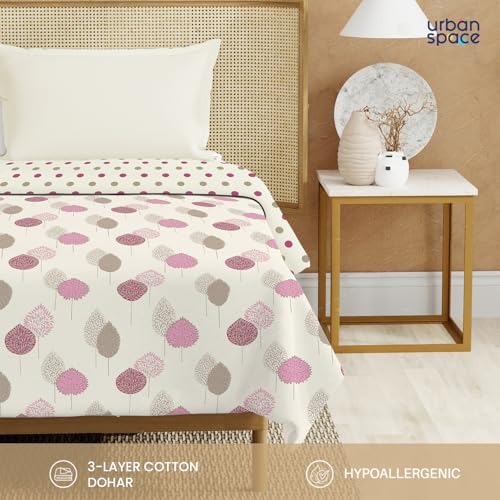 Urban Space 100% Cotton Malmal Single Bed Dohar, All Season Reversible Blanket, Soft, Lightweight and Breathable Ac Dohar/Quilt/Blanket/for Bed, Sofa AC Blanket (58 x 95 inch, Drops Pink) - Image 4
