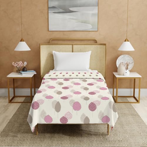 Urban Space 100% Cotton Malmal Single Bed Dohar, All Season Reversible Blanket, Soft, Lightweight and Breathable Ac Dohar/Quilt/Blanket/for Bed, Sofa AC Blanket (58 x 95 inch, Drops Pink) - Image 1
