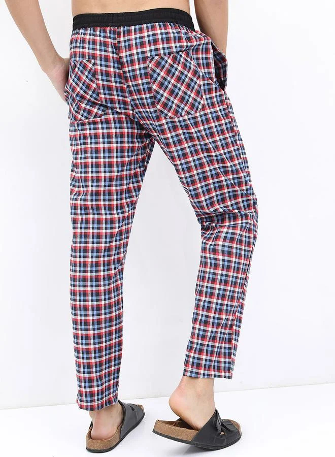 HIGHLANDER Checked Print Mid Rise Lounge Pants by Styli