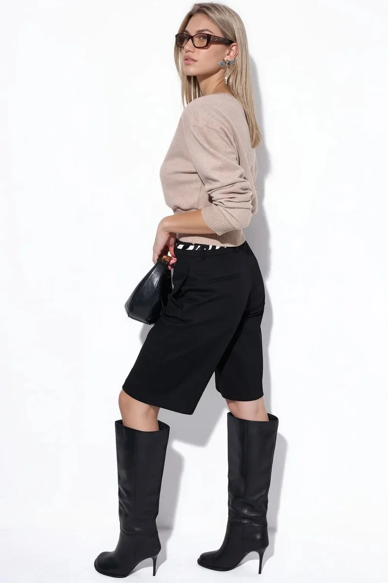Busem Camel Brown BUSEM Women's Ribbed Crop Crew Neck Sweater for Women | Best Price UAE