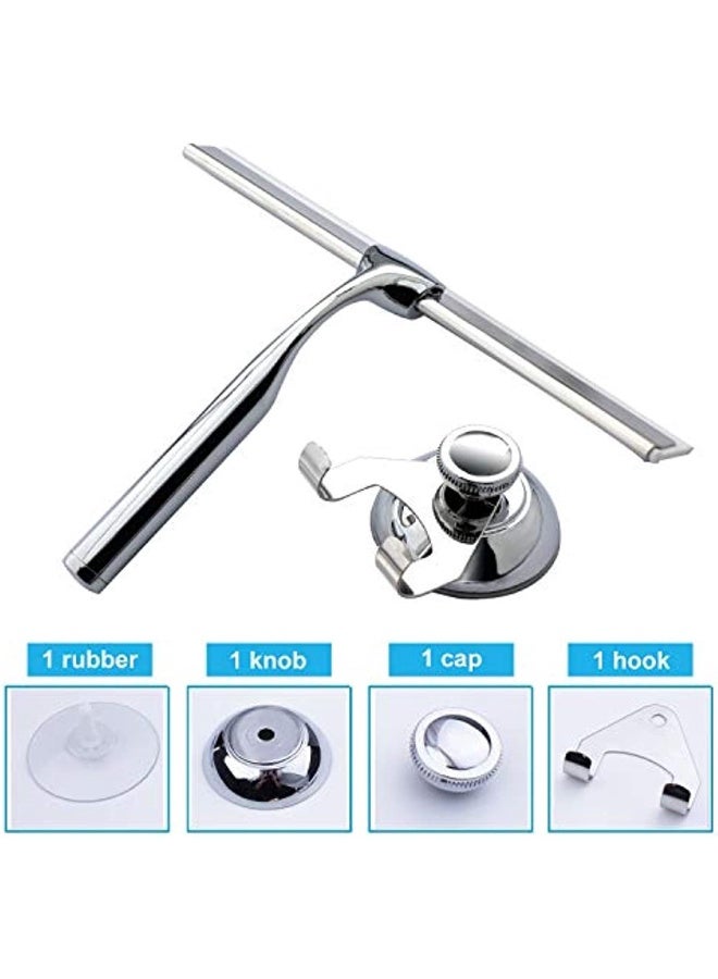 Generic Crystal Cleaning Shower Bathroom Extractor and Shower Eraser Stainless Steel Glass Cleaner with Wall-mounted Bathroom Eraser 25x17cm (L X W)  - Image 4