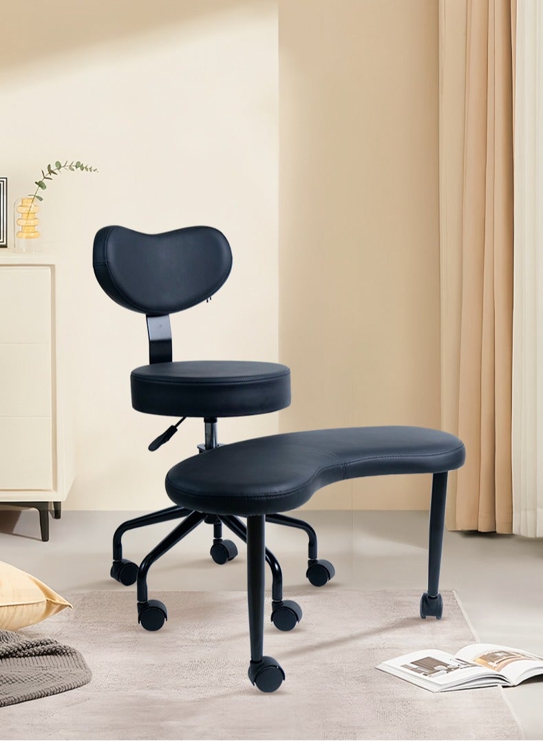 كرسي التأمل بلس، كرسي متقاطع الأرجل بعجلات، كرسي لاضطراب فرط الحركة ونقص الانتباه، كرسي مكتب متقاطع مع دعم قطني ومقعد قابل للتعديل، تصميم مرن للجلوس المضطرب - Image 1