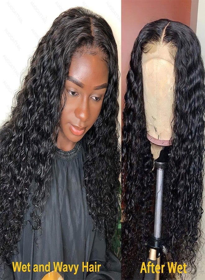 AUOCATTAIL Black Curly Wigs 13x6 HD Transparent Glueless Lace Front Wigs Simulation Human Hair 150 Density Pre Plucked Pre Cut With Baby Hair Deep Wave Wigs for Women (28 Inch) - Image 4