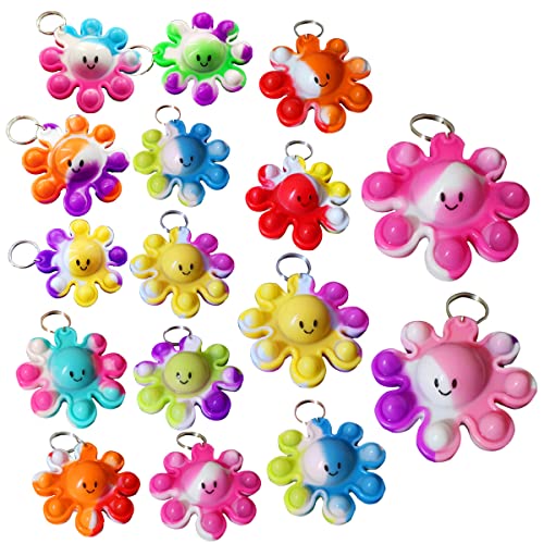 HOZKEAP 24 Packs Bulk octopus Fidget Bubble Bulk Mini Pop Keychain Fidget for Teens and Kids Birthday Party Favors Supplies Classroom summer Student gifts - Image 1
