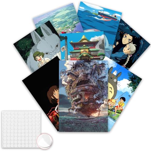 Pounchi Japanese Anime Posters (8 Pcs with Glue Dots) 11.2" x 16.5" Cartoon HD Printing Poster Unframed Version for Room Bedroom Club Wall Art Decor for Teens - Image 1