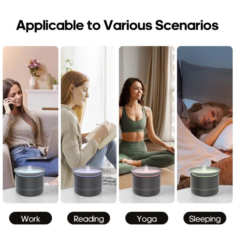 Rican Essential Oil Diffusers, 200ml Aromatherapy Diffuser with Auto Shut-Off Function, Cool Mist Humidifier with 2 Modes, Small Diffuser with 7 Color Lights Auto Shut Off for Home Office Room, Black - Image 5