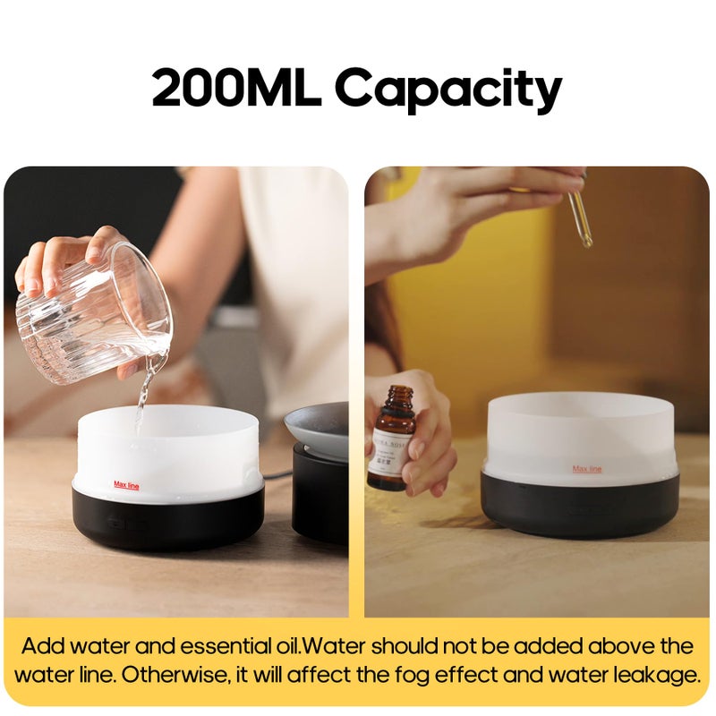 Rican Essential Oil Diffusers, 200ml Aromatherapy Diffuser with Auto Shut-Off Function, Cool Mist Humidifier with 2 Modes, Small Diffuser with 7 Color Lights Auto Shut Off for Home Office Room, Black - Image 4