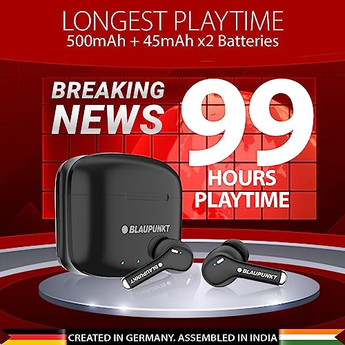 Blaupunkt Newly Launched Btw100 Xtreme Truly Wireless Bluetooth Earbuds I 99H Playtime* I Quad Mic I Crispr Enc Tech I Gaming Mode I Turbovolt Charging I Bt Version 5.3 (Black),in-Ear - Image 2