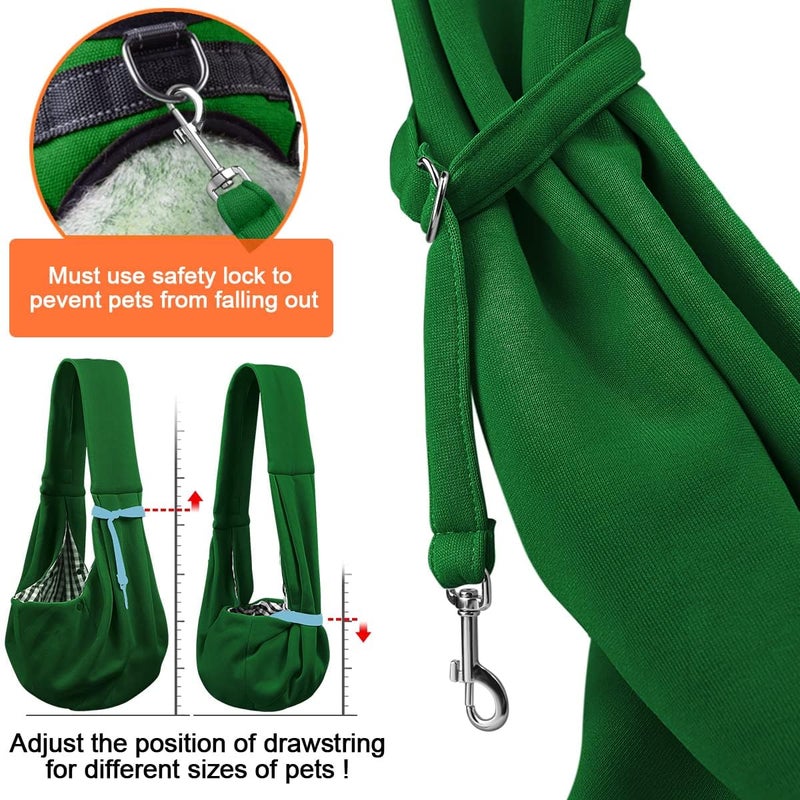 Tomkas Small Dog Sling Carrier - Classic Pocket & Classic Strap - for 3-10 lbs Pets(Emerald Green) - Image 4