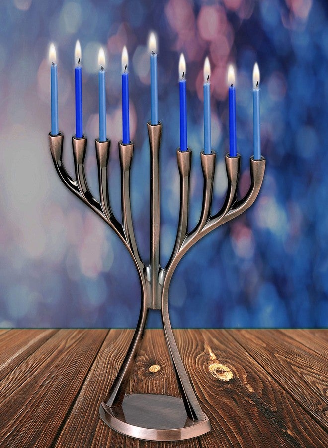 Rite Lite Antique Copper Modern Finish Hanukkah Menorah, 9 inch Aluminum - Modern & Luxurious Candleholder Jewish Holiday Party Favors Decorations Judaica Festival of Lights Gifts Menora - Image 2