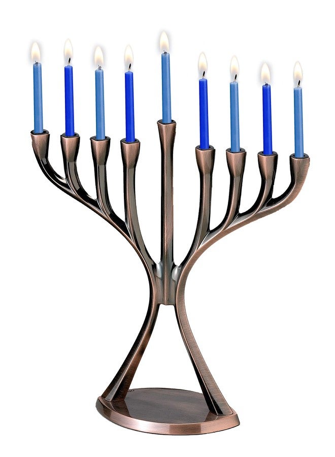 Rite Lite Antique Copper Modern Finish Hanukkah Menorah, 9 inch Aluminum - Modern & Luxurious Candleholder Jewish Holiday Party Favors Decorations Judaica Festival of Lights Gifts Menora - Image 1