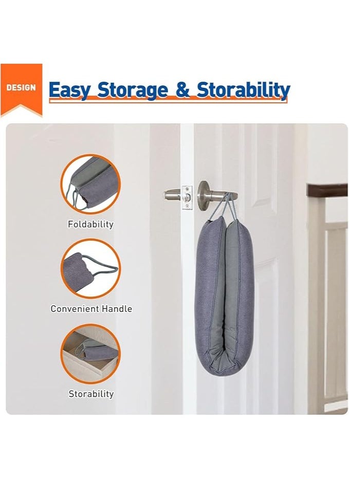 Door Draft Stopper, 91cm Under Door Draft Blocker Noise Stopper, Weighted Wind Blocker Draft Guard for Bottom of Door, Gray