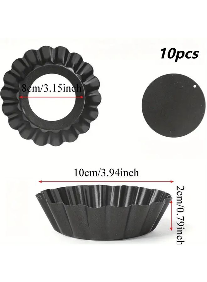 10pcs 4 Inch Non Stick Tart Pans Loose Bottom Stackable Oven Safe - Image 3