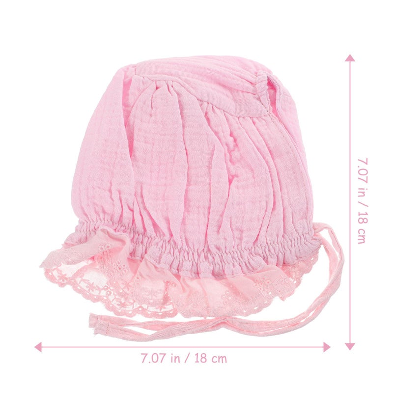 Soft Pink 40 48cm Newborn Sun Protection Bonnet Hat Breathable Gauze Fabric Summer Outdoor Cap - Image 3