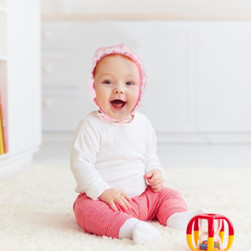Soft Pink 40 48cm Newborn Sun Protection Bonnet Hat Breathable Gauze Fabric Summer Outdoor Cap - Image 5