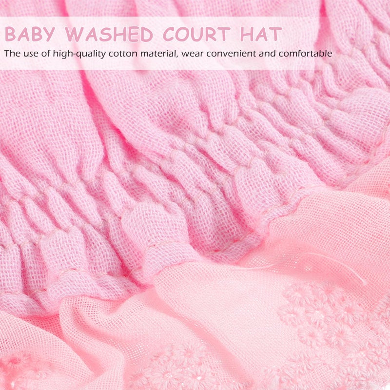 Soft Pink 40 48cm Newborn Sun Protection Bonnet Hat Breathable Gauze Fabric Summer Outdoor Cap - Image 4