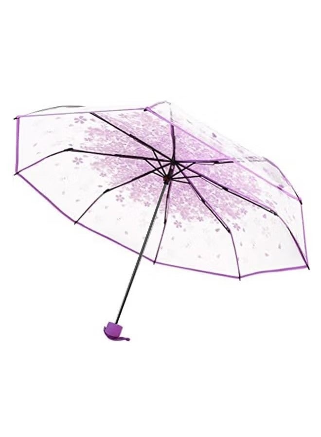Romantic Cherry Rain Foldabe Transparent Umbrella For Ladies And Girls - Image 1