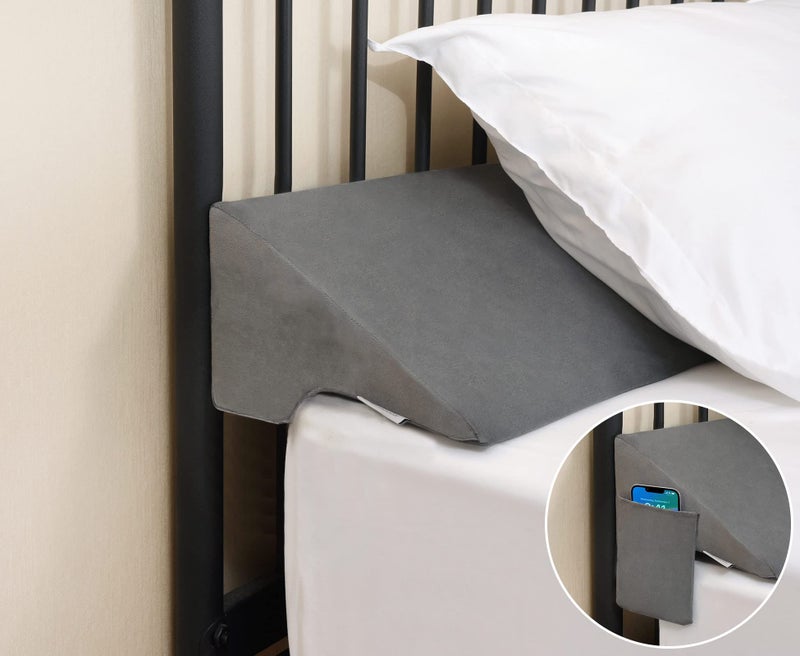 Vekkia Vekkia King Bed Wedge Pillow for Headboard Gap Filler05HighDensity FoamPrevents Pillows  Items from FallingErgonomic DesignLarge Storage Pockets RemovableWashable CoverGray76x10 x6 